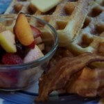 Waypoint Waffles with Bacon and Fresh Fruit Salad