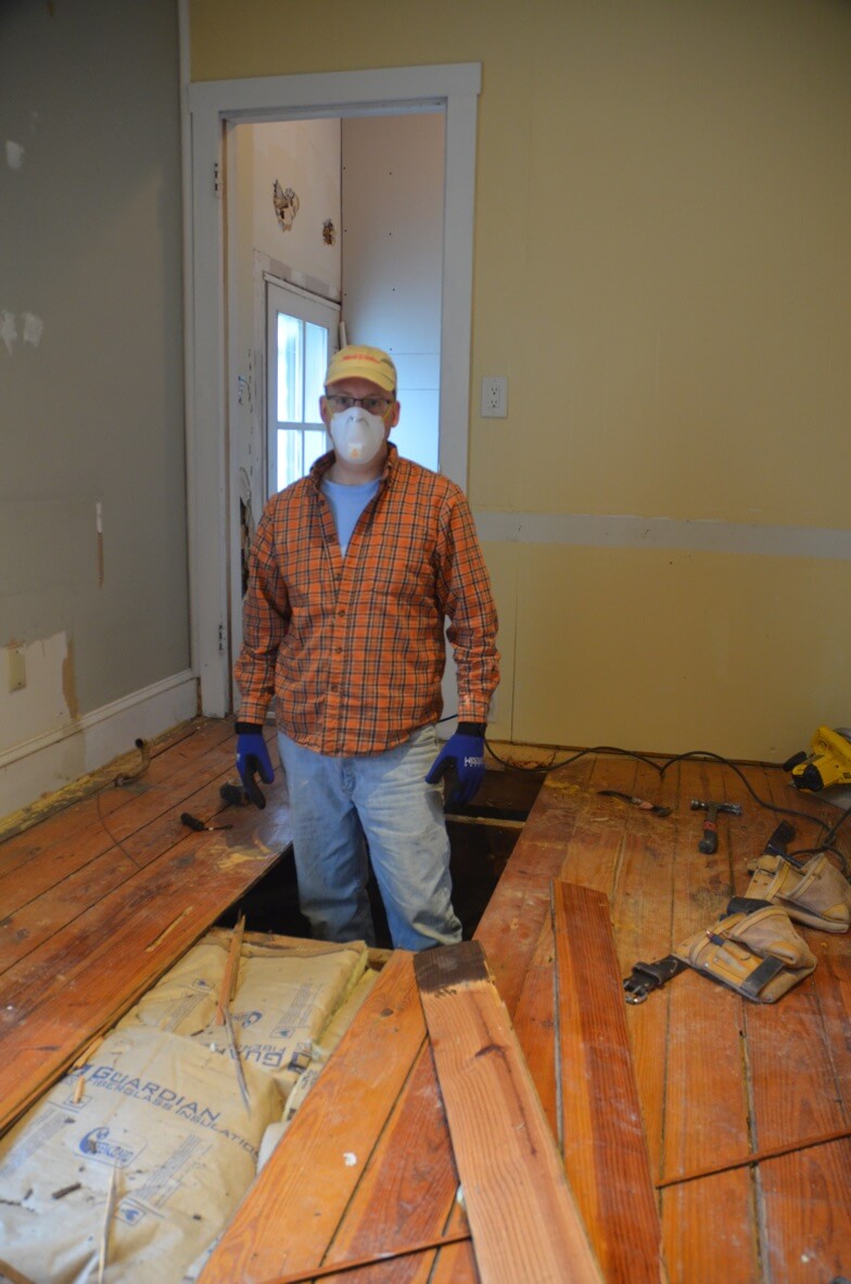 Beginning to remove the old entry floor